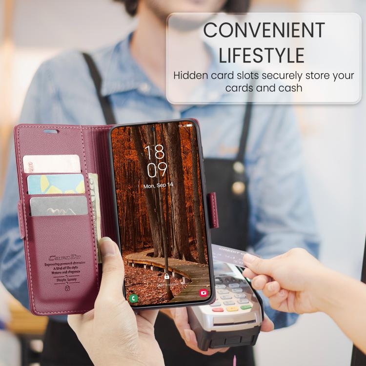 For Galaxy A57 5G CaseMe 023 Butterfly Buckle Litchi Texture RFID Anti-theft Leather Phone Case