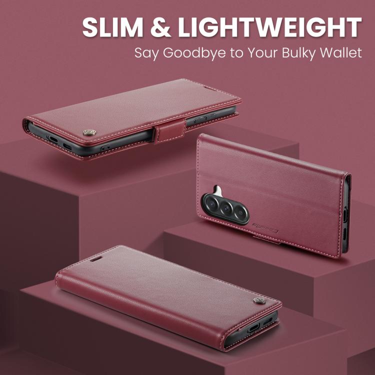For Galaxy A57 5G CaseMe 023 Butterfly Buckle Litchi Texture RFID Anti-theft Leather Phone Case