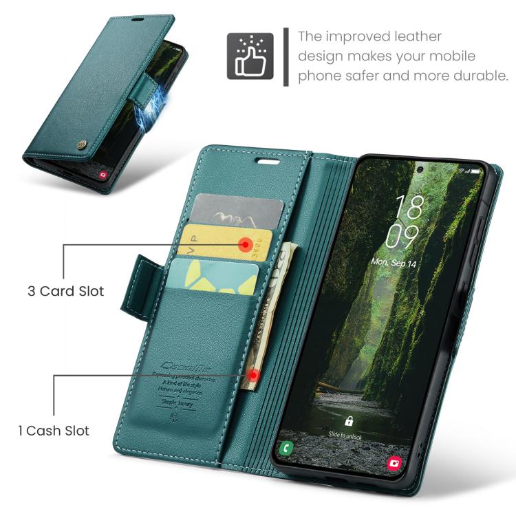 For Galaxy A57 5G CaseMe 023 Butterfly Buckle Litchi Texture RFID Anti-theft Leather Phone Case
