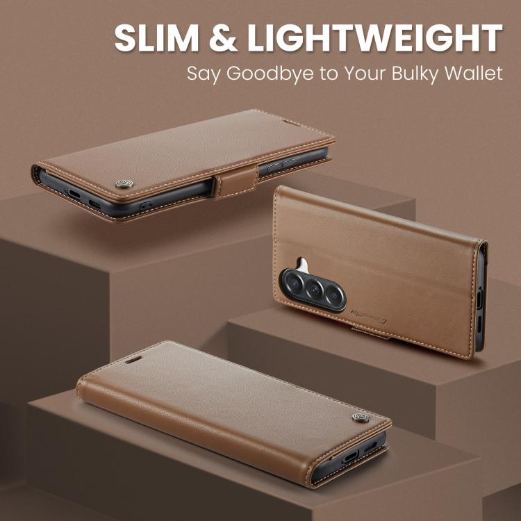 For Galaxy A57 5G CaseMe 023 Butterfly Buckle Litchi Texture RFID Anti-theft Leather Phone Case