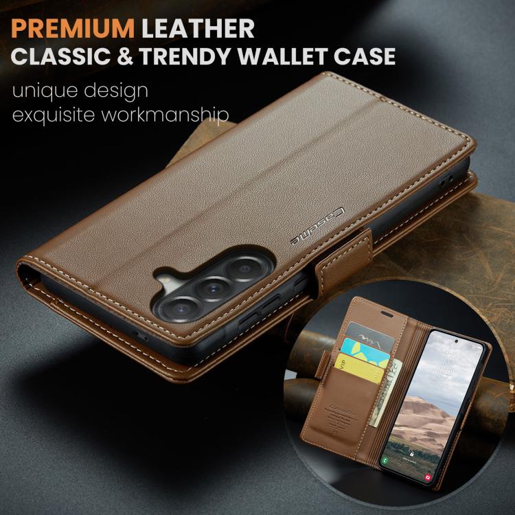For Galaxy A57 5G CaseMe 023 Butterfly Buckle Litchi Texture RFID Anti-theft Leather Phone Case