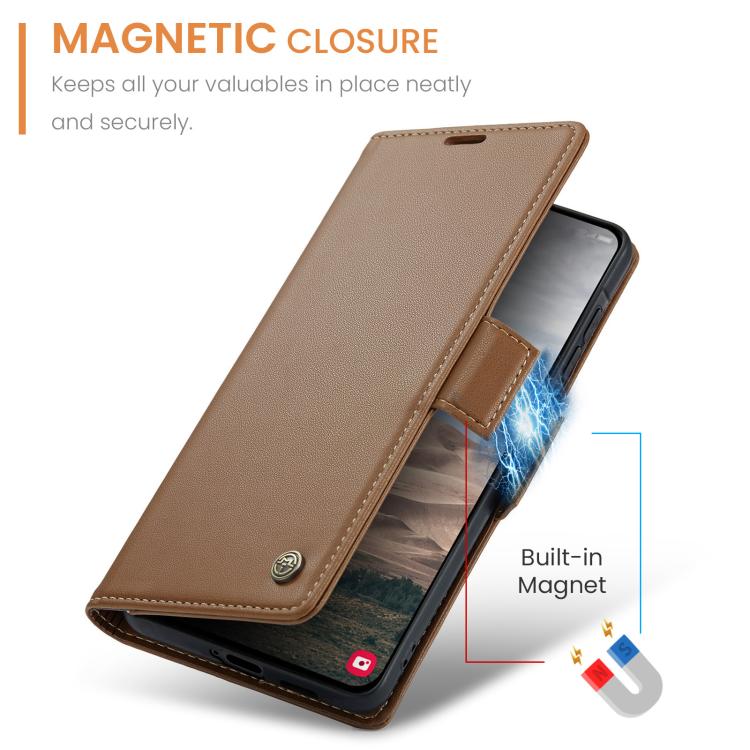 For Galaxy A57 5G CaseMe 023 Butterfly Buckle Litchi Texture RFID Anti-theft Leather Phone Case