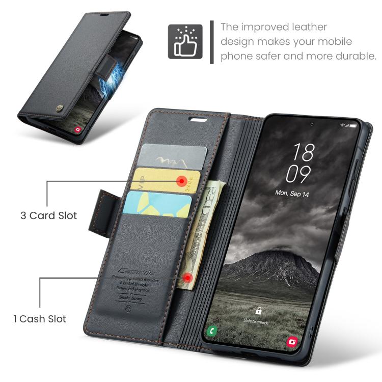 For Galaxy A57 5G CaseMe 023 Butterfly Buckle Litchi Texture RFID Anti-theft Leather Phone Case