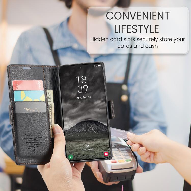 For Galaxy A57 5G CaseMe 023 Butterfly Buckle Litchi Texture RFID Anti-theft Leather Phone Case