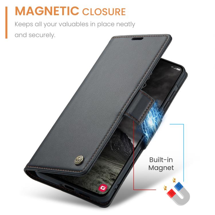 For Galaxy A57 5G CaseMe 023 Butterfly Buckle Litchi Texture RFID Anti-theft Leather Phone Case