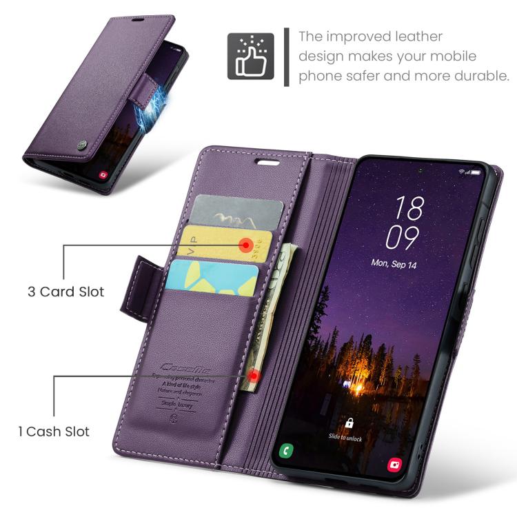 For Galaxy A57 5G CaseMe 023 Butterfly Buckle Litchi Texture RFID Anti-theft Leather Phone Case
