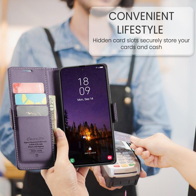 For Galaxy A57 5G CaseMe 023 Butterfly Buckle Litchi Texture RFID Anti-theft Leather Phone Case