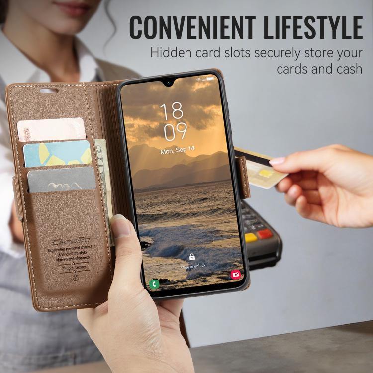 For Galaxy A27 5G CaseMe 023 Butterfly Buckle Litchi Texture RFID Anti-theft Leather Phone Case