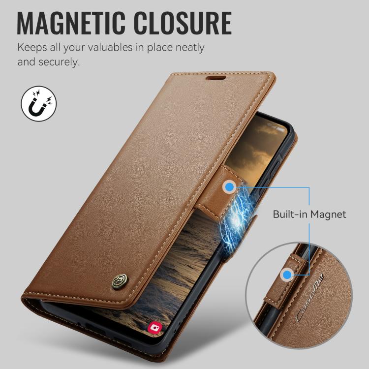 For Galaxy A27 5G CaseMe 023 Butterfly Buckle Litchi Texture RFID Anti-theft Leather Phone Case