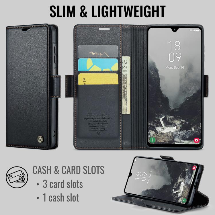 For Galaxy A27 5G CaseMe 023 Butterfly Buckle Litchi Texture RFID Anti-theft Leather Phone Case