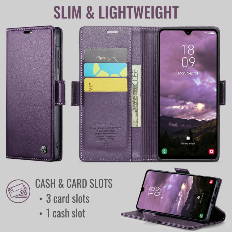For Galaxy A27 5G CaseMe 023 Butterfly Buckle Litchi Texture RFID Anti-theft Leather Phone Case