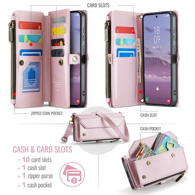 For Samsung Galaxy S24 FE 5G CaseMe C36 Card Slots Zipper Wallet RFID Anti-theft Leather Phone Case