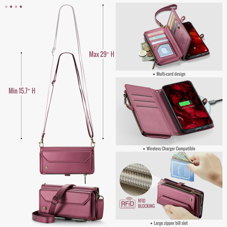 For Samsung Galaxy S24 FE 5G CaseMe C36 Card Slots Zipper Wallet RFID Anti-theft Leather Phone Case