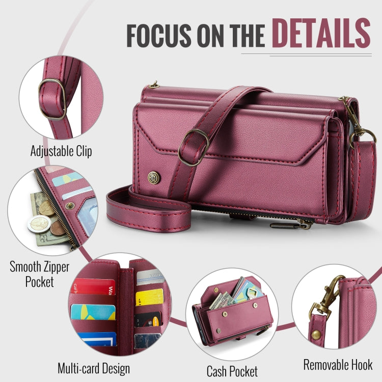For Samsung Galaxy S24 FE 5G CaseMe C36 Card Slots Zipper Wallet RFID Anti-theft Leather Phone Case