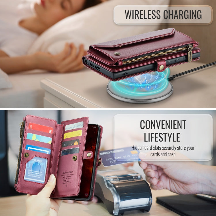 For Samsung Galaxy S24 FE 5G CaseMe C36 Card Slots Zipper Wallet RFID Anti-theft Leather Phone Case