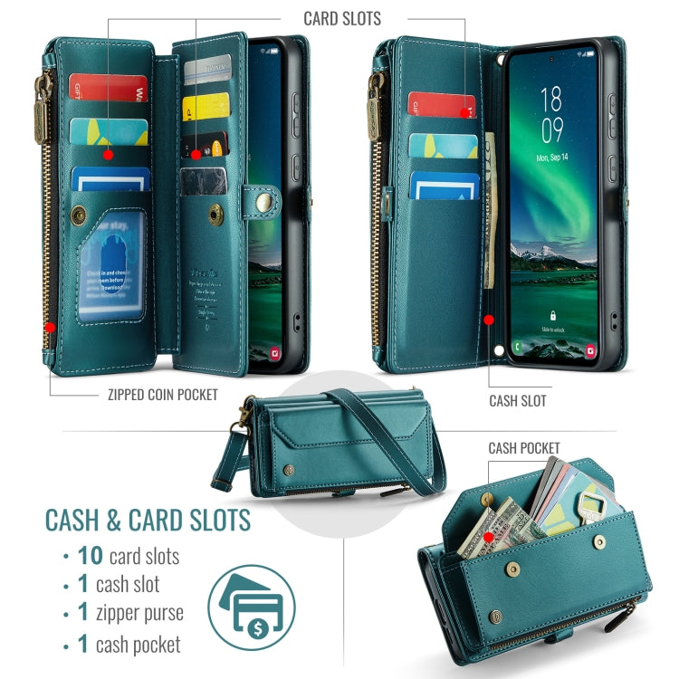 For Samsung Galaxy S24 FE 5G CaseMe C36 Card Slots Zipper Wallet RFID Anti-theft Leather Phone Case
