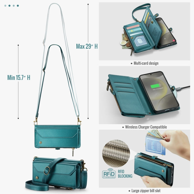 For Samsung Galaxy S24 FE 5G CaseMe C36 Card Slots Zipper Wallet RFID Anti-theft Leather Phone Case