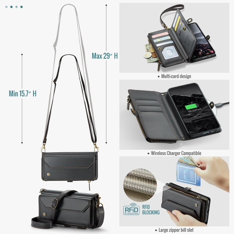 For Samsung Galaxy S24 FE 5G CaseMe C36 Card Slots Zipper Wallet RFID Anti-theft Leather Phone Case