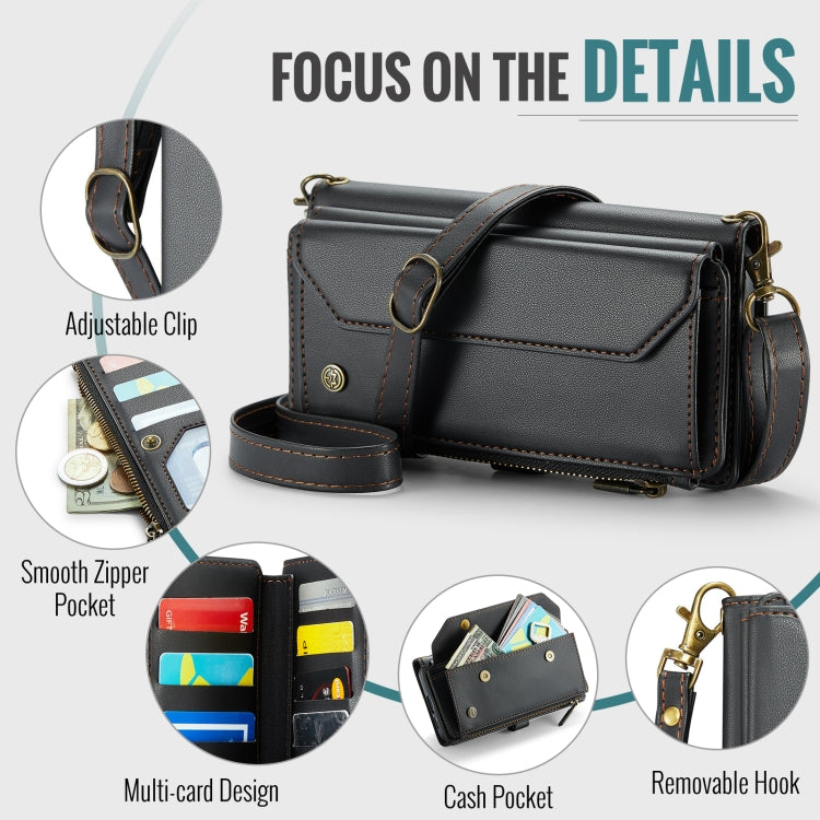 For Samsung Galaxy S24 FE 5G CaseMe C36 Card Slots Zipper Wallet RFID Anti-theft Leather Phone Case