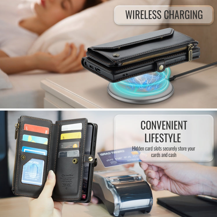 For Samsung Galaxy S24 FE 5G CaseMe C36 Card Slots Zipper Wallet RFID Anti-theft Leather Phone Case