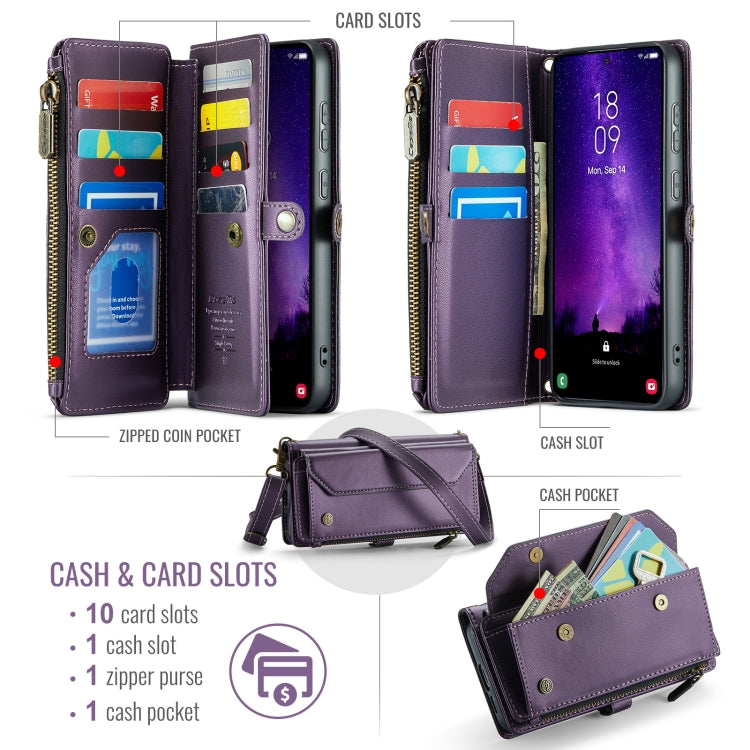 For Samsung Galaxy S24 FE 5G CaseMe C36 Card Slots Zipper Wallet RFID Anti-theft Leather Phone Case