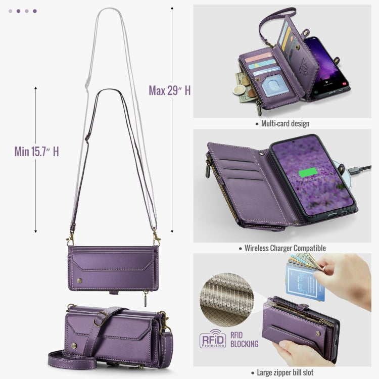 For Samsung Galaxy S24 FE 5G CaseMe C36 Card Slots Zipper Wallet RFID Anti-theft Leather Phone Case