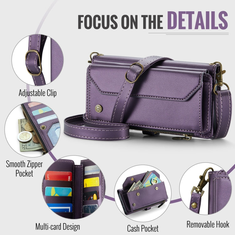 For Samsung Galaxy S24 FE 5G CaseMe C36 Card Slots Zipper Wallet RFID Anti-theft Leather Phone Case