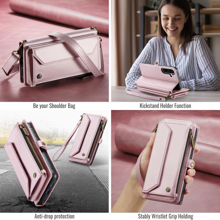 For Samsung Galaxy A36 CaseMe C36 Card Slots Zipper Wallet RFID Anti-theft Leather Phone Case