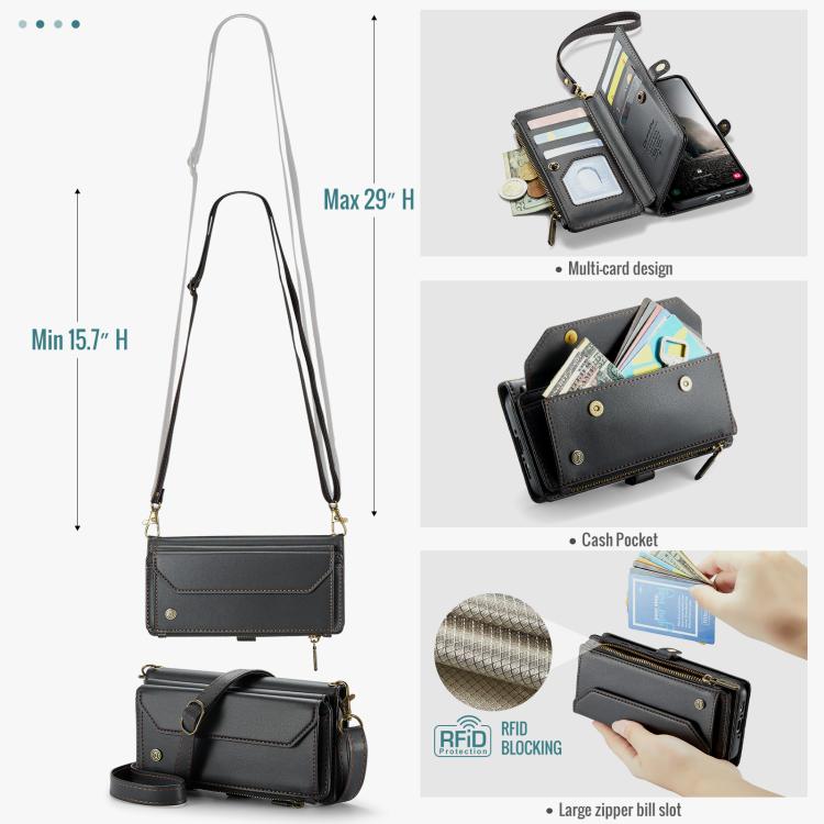 For Samsung Galaxy A36 CaseMe C36 Card Slots Zipper Wallet RFID Anti-theft Leather Phone Case