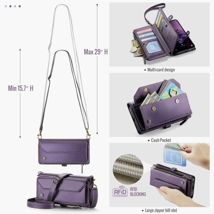 For Samsung Galaxy A36 CaseMe C36 Card Slots Zipper Wallet RFID Anti-theft Leather Phone Case