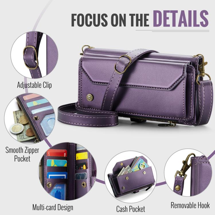 For Samsung Galaxy A56 5G CaseMe C36 Card Slots Zipper Wallet RFID Anti-theft Leather Phone Case
