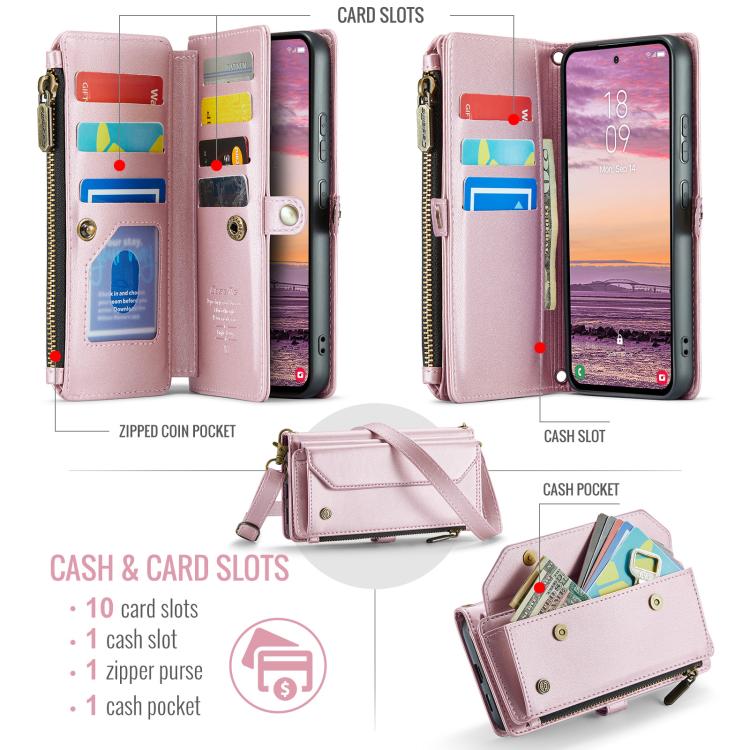 For Samsung Galaxy S25 Edge 5G CaseMe C36 Card Slots Zipper Wallet RFID Anti-theft Leather Phone Case