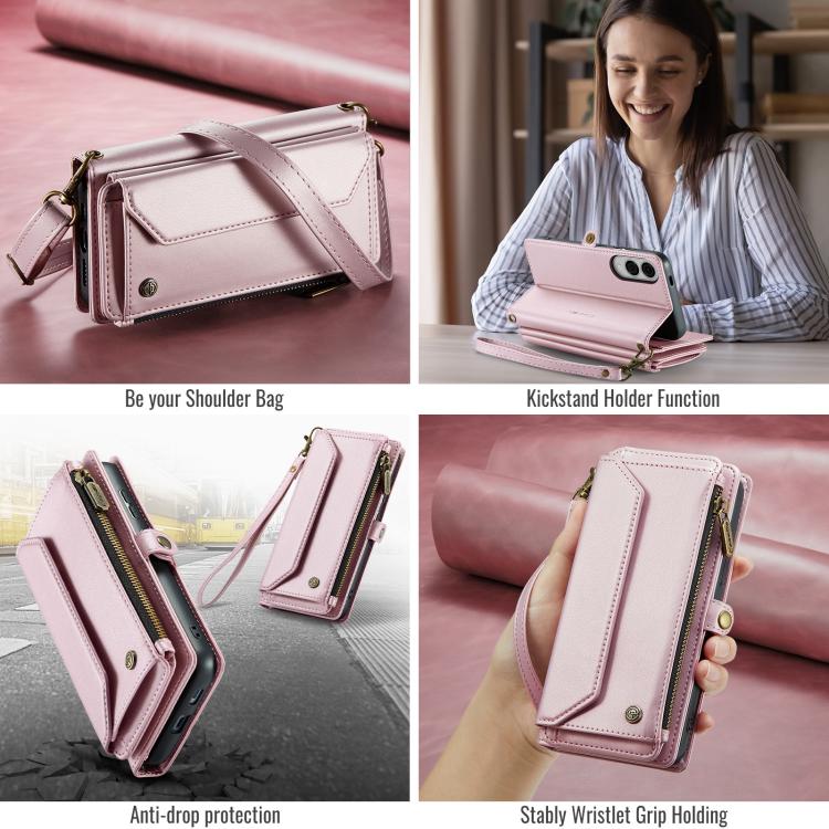 For Samsung Galaxy S25 Edge 5G CaseMe C36 Card Slots Zipper Wallet RFID Anti-theft Leather Phone Case