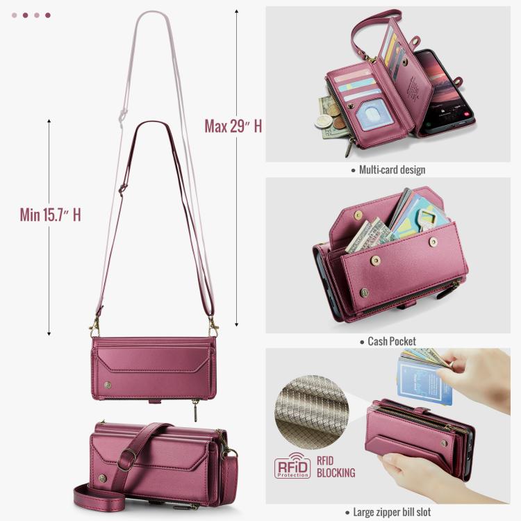 For Samsung Galaxy S25 Edge 5G CaseMe C36 Card Slots Zipper Wallet RFID Anti-theft Leather Phone Case