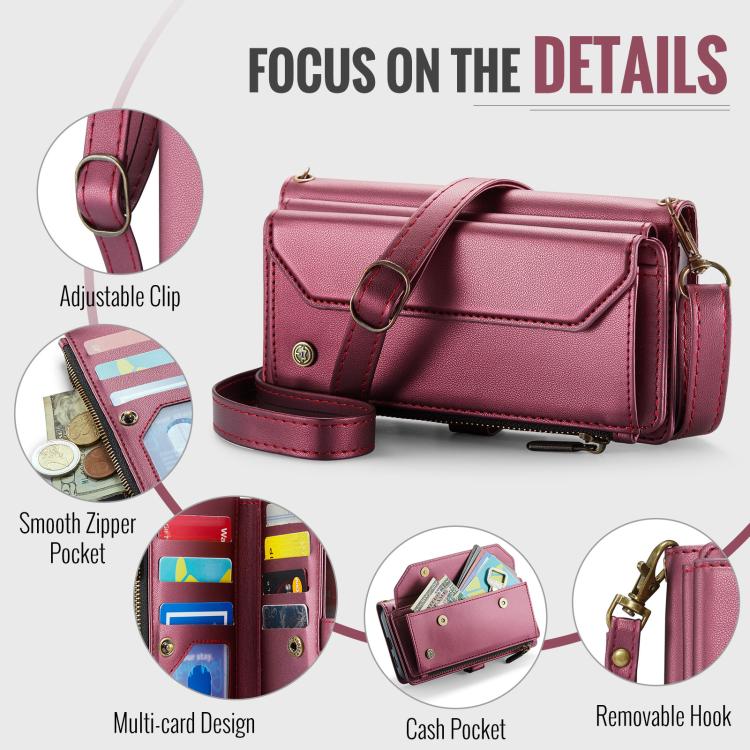 For Samsung Galaxy S25 Edge 5G CaseMe C36 Card Slots Zipper Wallet RFID Anti-theft Leather Phone Case