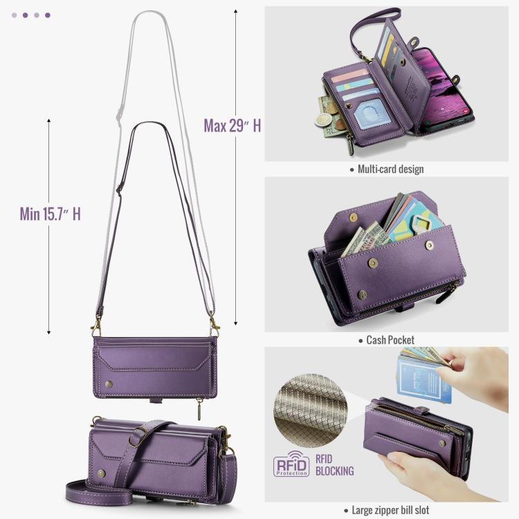 For Samsung Galaxy S25 Edge 5G CaseMe C36 Card Slots Zipper Wallet RFID Anti-theft Leather Phone Case