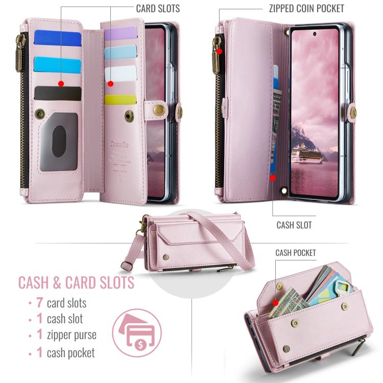 For Samsung Galaxy Z Fold7 CaseMe C36 Card Slots Zipper Wallet RFID Anti-theft Leather Phone Case