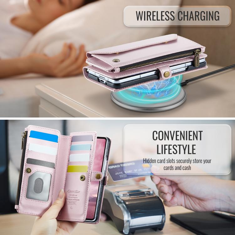 For Samsung Galaxy Z Fold7 CaseMe C36 Card Slots Zipper Wallet RFID Anti-theft Leather Phone Case