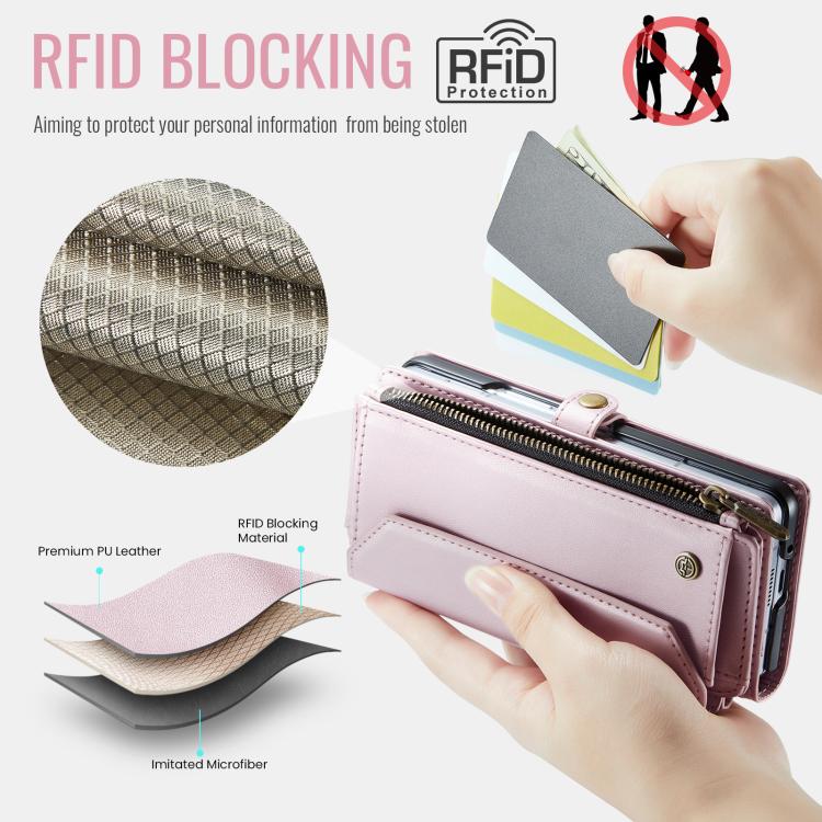 For Samsung Galaxy Z Fold7 CaseMe C36 Card Slots Zipper Wallet RFID Anti-theft Leather Phone Case