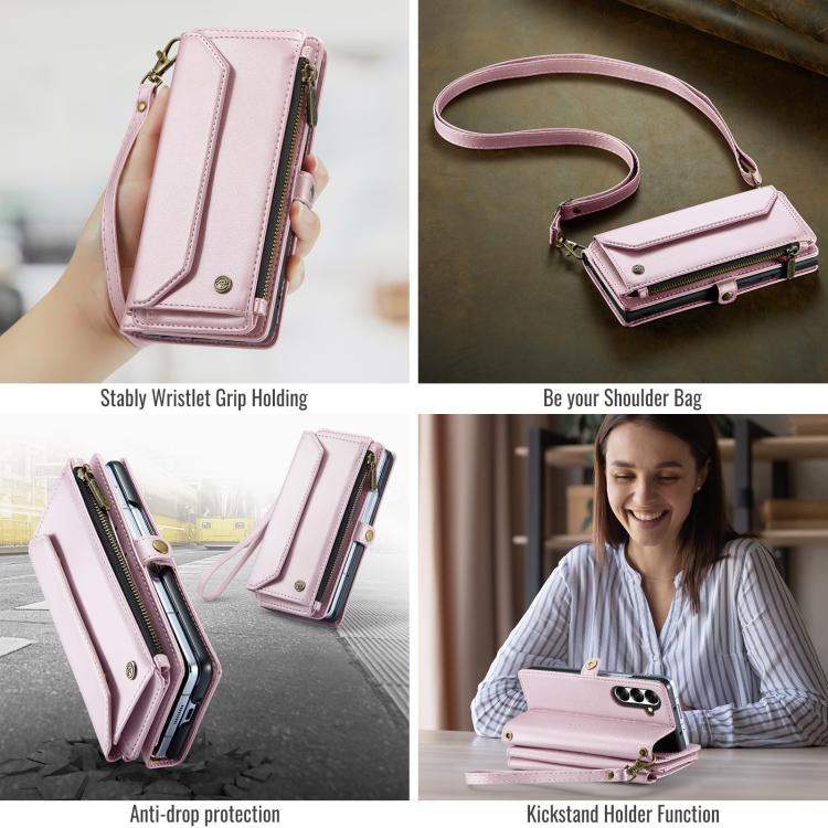 For Samsung Galaxy Z Fold7 CaseMe C36 Card Slots Zipper Wallet RFID Anti-theft Leather Phone Case