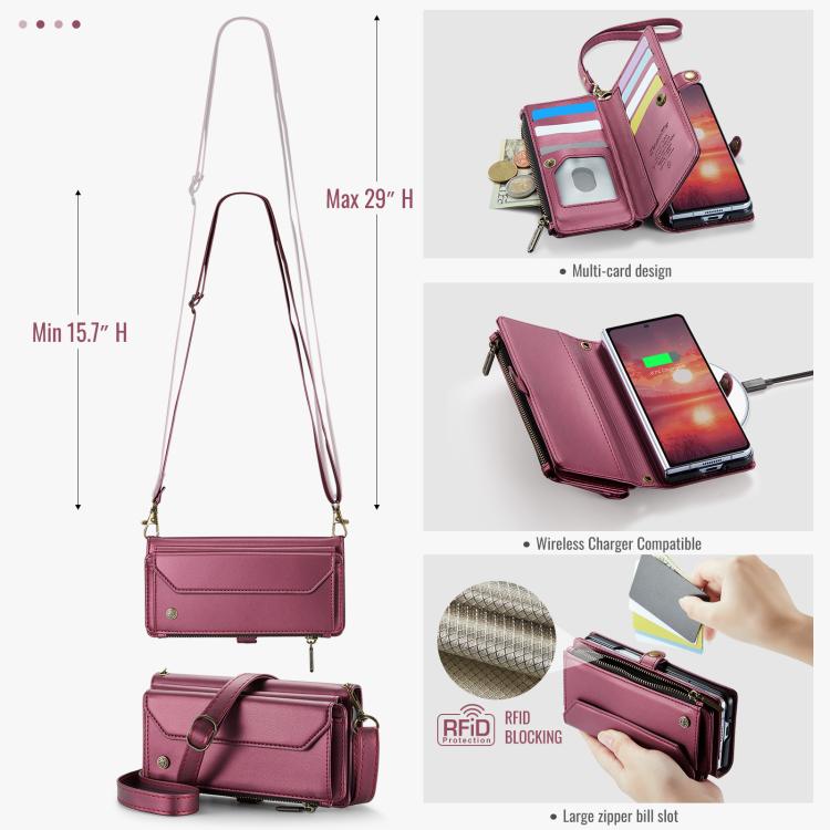 For Samsung Galaxy Z Fold7 CaseMe C36 Card Slots Zipper Wallet RFID Anti-theft Leather Phone Case