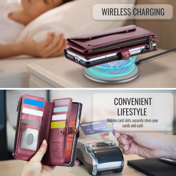 For Samsung Galaxy Z Fold7 CaseMe C36 Card Slots Zipper Wallet RFID Anti-theft Leather Phone Case