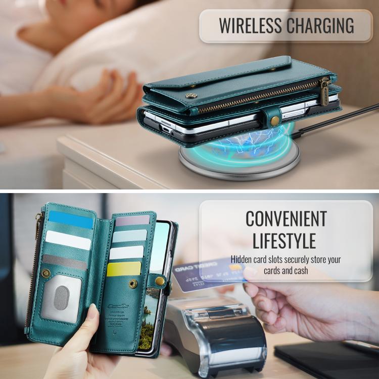 For Samsung Galaxy Z Fold7 CaseMe C36 Card Slots Zipper Wallet RFID Anti-theft Leather Phone Case