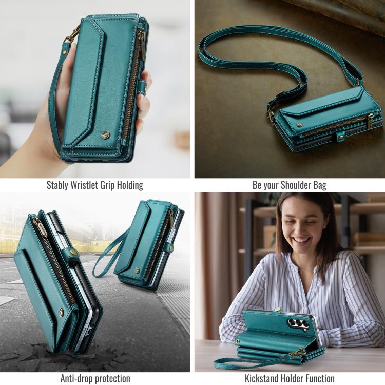 For Samsung Galaxy Z Fold7 CaseMe C36 Card Slots Zipper Wallet RFID Anti-theft Leather Phone Case