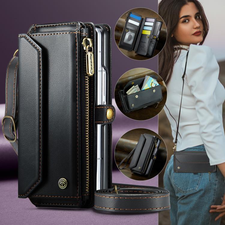 For Samsung Galaxy Z Fold7 CaseMe C36 Card Slots Zipper Wallet RFID Anti-theft Leather Phone Case