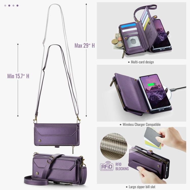 For Samsung Galaxy Z Fold7 CaseMe C36 Card Slots Zipper Wallet RFID Anti-theft Leather Phone Case