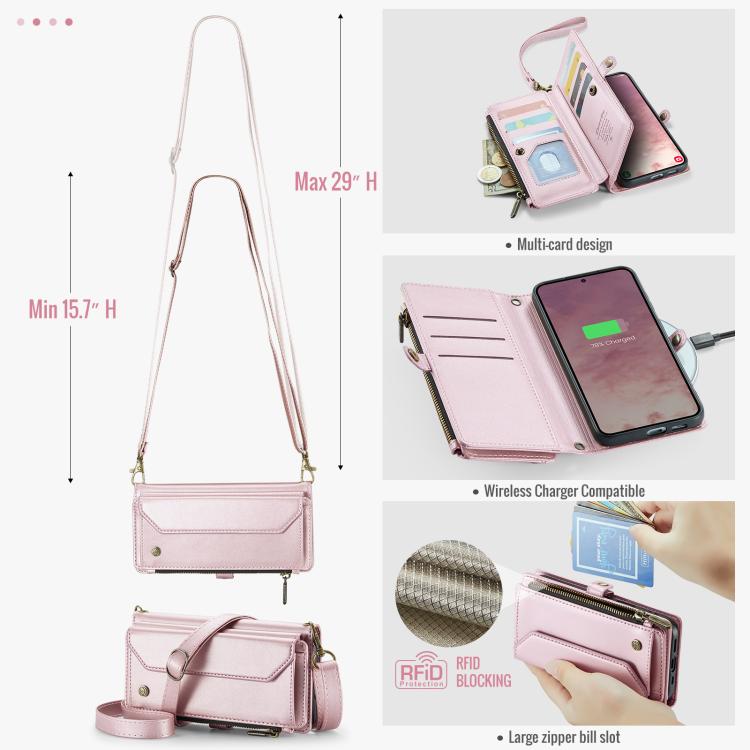 For Samsung Galaxy S25 FE 5G CaseMe C36 Card Slots Zipper Wallet RFID Anti-theft Leather Phone Case