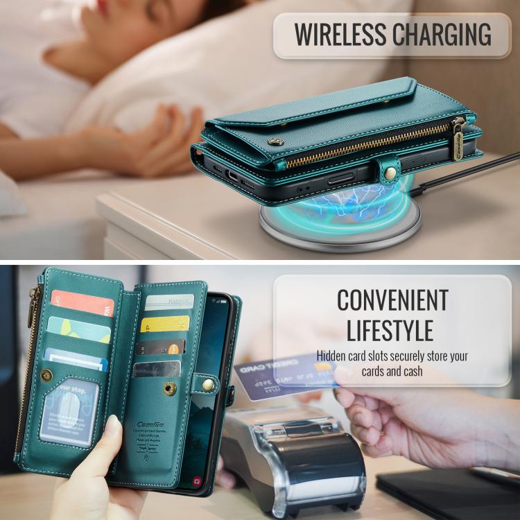 For Samsung Galaxy S25 FE 5G CaseMe C36 Card Slots Zipper Wallet RFID Anti-theft Leather Phone Case