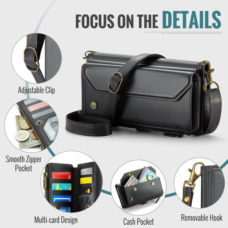 For Samsung Galaxy S25 FE 5G CaseMe C36 Card Slots Zipper Wallet RFID Anti-theft Leather Phone Case