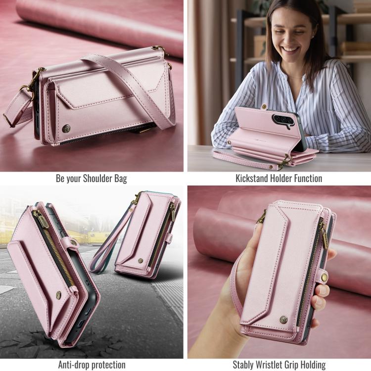 For Samsung Galaxy A17 4G CaseMe C36 Card Slots Zipper Wallet RFID Anti-theft Leather Phone Case